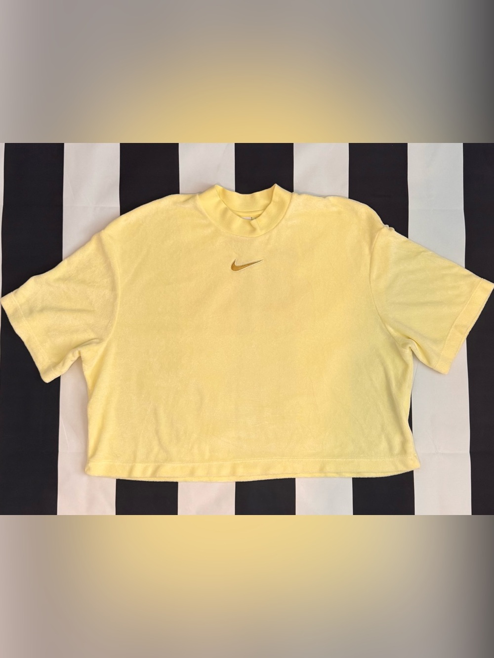 Nike Yellow Cropped Sweatshirt with Gold Swoosh